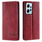 For Xiaomi Redmi Note 12 4G Global TTUDRCH RFID Retro Texture Leather Phone Case(Red) - 1