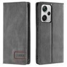 For Xiaomi Redmi Note 12 Pro+ 5G Global TTUDRCH RFID Retro Texture Leather Phone Case(Grey) - 1