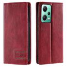 For Xiaomi Redmi Note 12 5G Global TTUDRCH RFID Retro Texture Leather Phone Case(Red) - 1