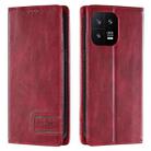 For Xiaomi 13 TTUDRCH RFID Retro Texture Leather Phone Case(Red) - 1