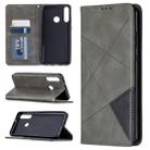 For Huawei Y6p Rhombus Texture Horizontal Flip Magnetic Leather Case with Holder & Card Slots & Wallet(Grey) - 1