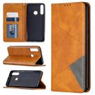 For Huawei Y6p Rhombus Texture Horizontal Flip Magnetic Leather Case with Holder & Card Slots & Wallet(Yellow) - 1