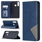 For Huawei Y6p Rhombus Texture Horizontal Flip Magnetic Leather Case with Holder & Card Slots & Wallet(Blue) - 1