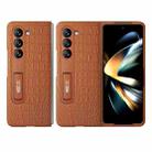 For Samsung Galaxy Z Fold5 HBC-209 Crocodile Texture Folding Phone Case with Stand(Brown) - 1