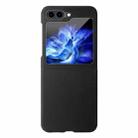 For Samsung Galaxy Z Flip5 HBC-212 Integrated Plain Leather Folding Phone Case(Black) - 1