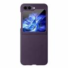 For Samsung Galaxy Z Flip5 HBC-212 Integrated Plain Leather Folding Phone Case(Purple) - 1