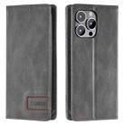For iPhone 15 Pro Max TTUDRCH RFID Retro Texture Magnetic Leather Phone Case(Grey) - 1