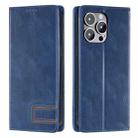 For iPhone 15 Pro Max TTUDRCH RFID Retro Texture Magnetic Leather Phone Case(Blue) - 1