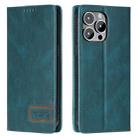 For iPhone 15 Pro Max TTUDRCH RFID Retro Texture Magnetic Leather Phone Case(Greem) - 1