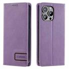 For iPhone 15 Pro Max TTUDRCH RFID Retro Texture Magnetic Leather Phone Case(Purple) - 1