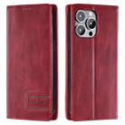 For iPhone 15 Pro TTUDRCH RFID Retro Texture Magnetic Leather Phone Case(Red) - 1