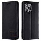 For iPhone 15 Pro TTUDRCH RFID Retro Texture Magnetic Leather Phone Case(Black) - 1