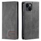 For iPhone 15 Plus TTUDRCH RFID Retro Texture Magnetic Leather Phone Case(Grey) - 1