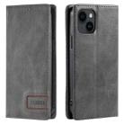 For iPhone 15 TTUDRCH RFID Retro Texture Magnetic Leather Phone Case(Grey) - 1