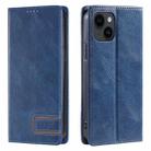 For iPhone 15 TTUDRCH RFID Retro Texture Magnetic Leather Phone Case(Blue) - 1