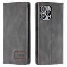 For iPhone 14 Pro TTUDRCH RFID Retro Texture Magnetic Leather Phone Case(Grey) - 1