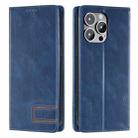 For iPhone 13 Pro TTUDRCH RFID Retro Texture Magnetic Leather Phone Case(Blue) - 1