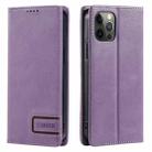 For iPhone 11 Pro Max TTUDRCH RFID Retro Texture Magnetic Leather Phone Case(Purple) - 1