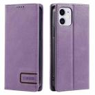 For iPhone 11 TTUDRCH RFID Retro Texture Magnetic Leather Phone Case(Purple) - 1