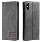 For iPhone X / XS TTUDRCH RFID Retro Texture Magnetic Leather Phone Case(Grey) - 1