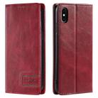 For iPhone X / XS TTUDRCH RFID Retro Texture Magnetic Leather Phone Case(Red) - 1