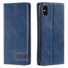 For iPhone X / XS TTUDRCH RFID Retro Texture Magnetic Leather Phone Case(Blue) - 1