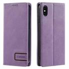 For iPhone X / XS TTUDRCH RFID Retro Texture Magnetic Leather Phone Case(Purple) - 1