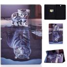 For Samsung Galaxy Tab A 9.7 T550 / T555C Voltage Painted Pattern Tablet PC Protective Leather Case with Bracket & Card Slots & Sleep / Wake-up & Anti-skid Strip(Cat and Tiger) - 1