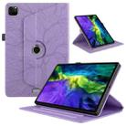 For iPad Pro 11 2022 / 2021 / 2020 Tree Life Embossed Rotation Leather Smart Tablet Case(Purple) - 1