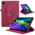 For iPad Pro 12.9 2022 / 2021 / 2020 Tree Life Embossed Rotation Leather Smart Tablet Case(Red) - 1