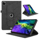 For iPad Pro 12.9 2022 / 2021 / 2020 Tree Life Embossed Rotation Leather Smart Tablet Case(Black) - 1