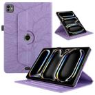 For iPad Pro 11 2024 Tree Life Embossed Rotation Leather Smart Tablet Case(Purple) - 1