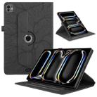 For iPad Pro 11 2024 Tree Life Embossed Rotation Leather Smart Tablet Case(Black) - 1