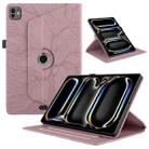 For iPad Pro 13 2024 Tree Life Embossed Rotation Leather Smart Tablet Case(Rose Gold) - 1