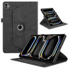 For iPad Pro 13 2024 Tree Life Embossed Rotation Leather Smart Tablet Case(Black) - 1