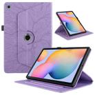 For Samsung Galaxy Tab S6 Lite P610 Tree Life Embossed Rotation Leather Smart Tablet Case(Purple) - 1