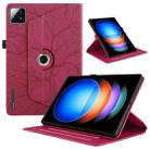 For Xiaomi Pad 6S Pro Tree Life Embossed Rotation Leather Smart Tablet Case(Red) - 1