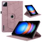 For Xiaomi Pad 6S Pro Tree Life Embossed Rotation Leather Smart Tablet Case(Rose Gold) - 1