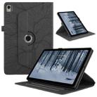 For Nokia T21 Tree Life Embossed Rotation Leather Tablet Case(Black) - 1