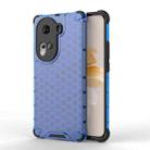 For OPPO Reno11 Global Honeycomb Shockproof Phone Case(Blue) - 1