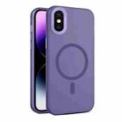 For iPhone XS / X MagSafe Frosted Translucent Mist Phone Case(Dark Purple) - 1