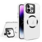 For iPhone 15 Pro Max Skin Feel CD Texture MagSafe Lens Holder Phone Case(Matte White) - 1