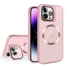 For iPhone 15 Pro Max Skin Feel CD Texture MagSafe Lens Holder Phone Case(Pink) - 1