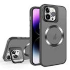 For iPhone 15 Pro Max Skin Feel CD Texture MagSafe Lens Holder Phone Case(Black) - 1