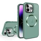 For iPhone 15 Pro Skin Feel CD Texture MagSafe Lens Holder Phone Case(Green) - 1