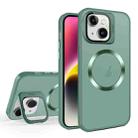 For iPhone 15 Skin Feel CD Texture MagSafe Lens Holder Phone Case(Green) - 1