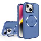 For iPhone 14 Skin Feel CD Texture MagSafe Lens Holder Phone Case(Royal Blue) - 1