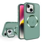 For iPhone 14 Skin Feel CD Texture MagSafe Lens Holder Phone Case(Green) - 1