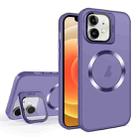 For iPhone 12 Skin Feel CD Texture MagSafe Lens Holder Phone Case(Dark Purple) - 1