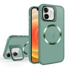 For iPhone 12 Skin Feel CD Texture MagSafe Lens Holder Phone Case(Green) - 1